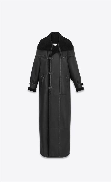 ysl duffle coat mens|long duffle coat in lambskin and shearling .